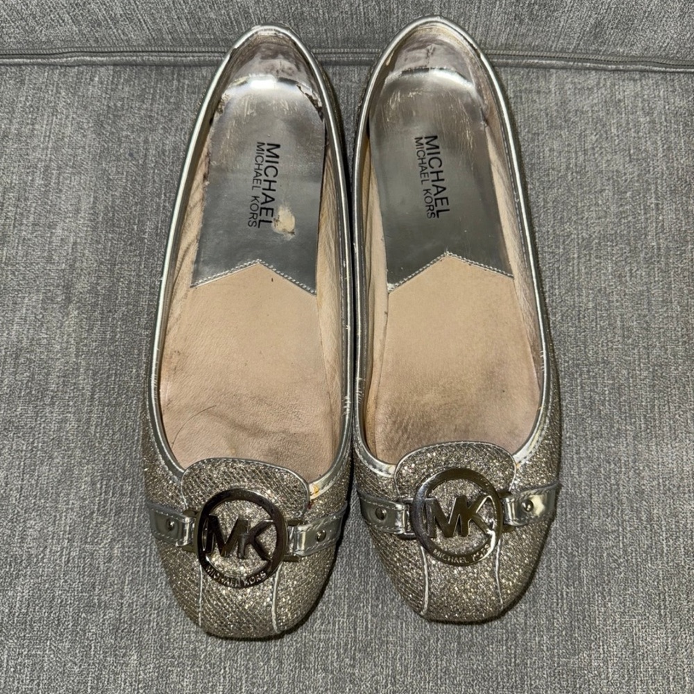 Michael Kors MK silver Ballet Flats Sandals - Picture 2 of 6